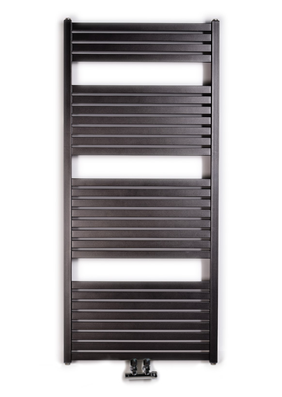 Thermal Trend KH 450 x 1330 kombinovaný topný žebřík, středové připojení KH 450/1330 SP antracit/černá, celkový pohled