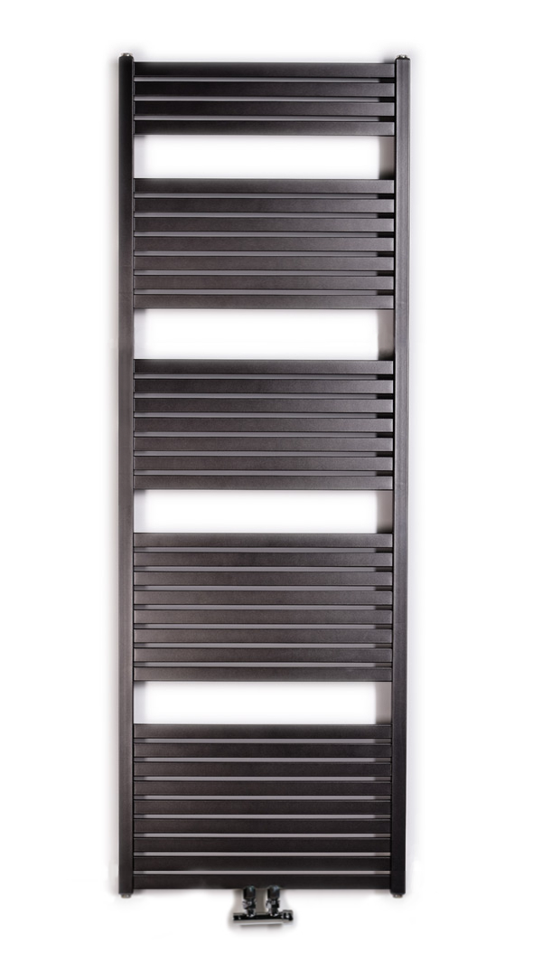 Thermal Trend KH 750 x 1690 kombinovaný topný žebřík, středové připojení KH 750/1690 SP antracit/černá, celkový pohled
