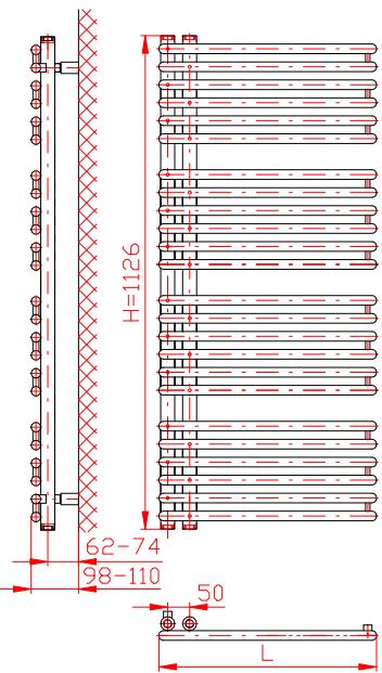 Thermal Trend HTO 496 x 1126 kombinovaný topný žebřík HTO 496/1126 antracit/černá, další fotografie výrobce