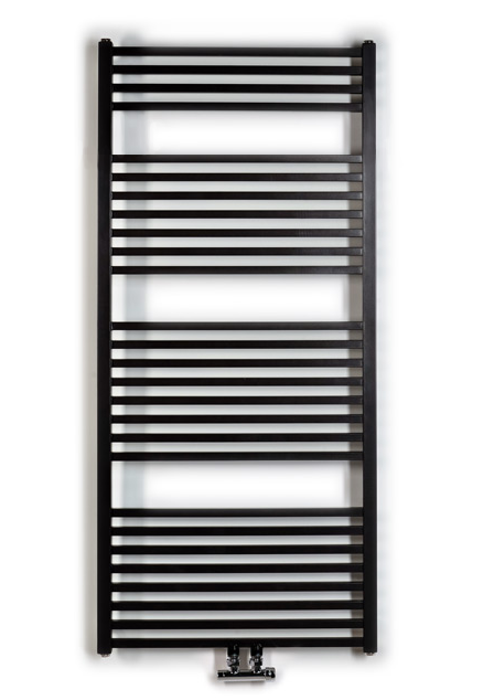 Thermal Trend KQ 750 x 1320 kombinovaný topný žebřík, středové připojení KQ 750/1320 SP antracit/černá, celkový pohled