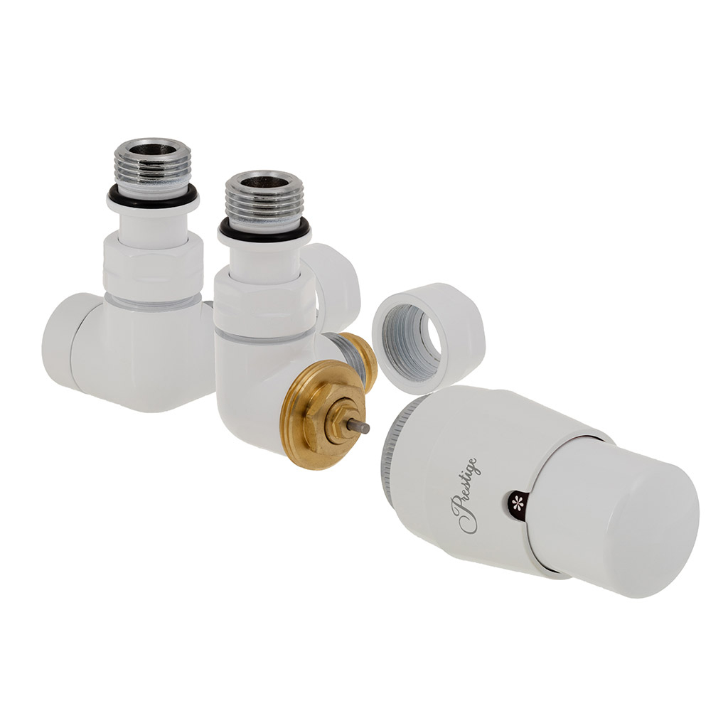 Hydronix základní připojovací sada VISION ventilů termostatická, středová, rohová, bílá, pravé provedení