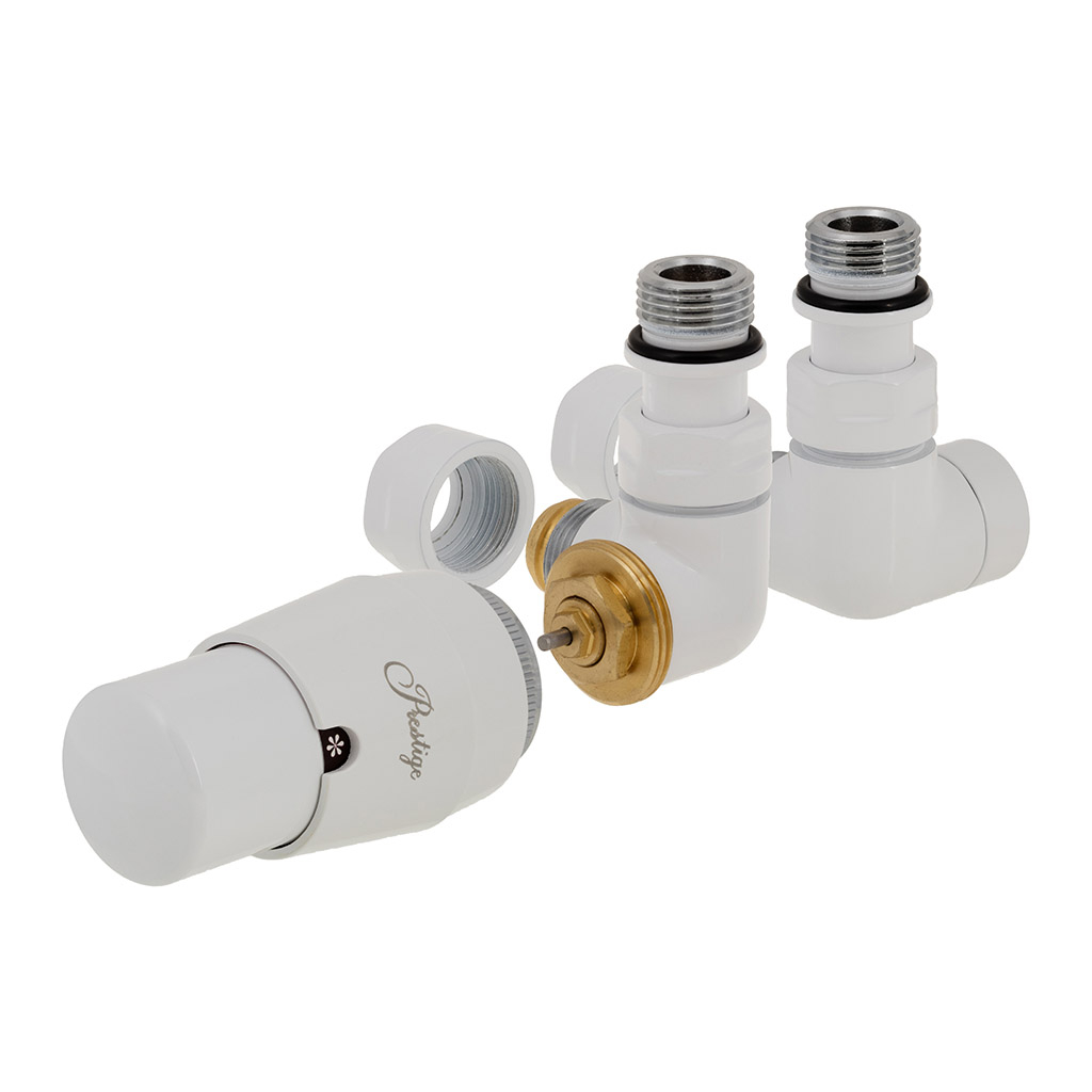 Hydronix základní připojovací sada VISION ventilů termostatická, středová, rohová, bílá, levé provedení