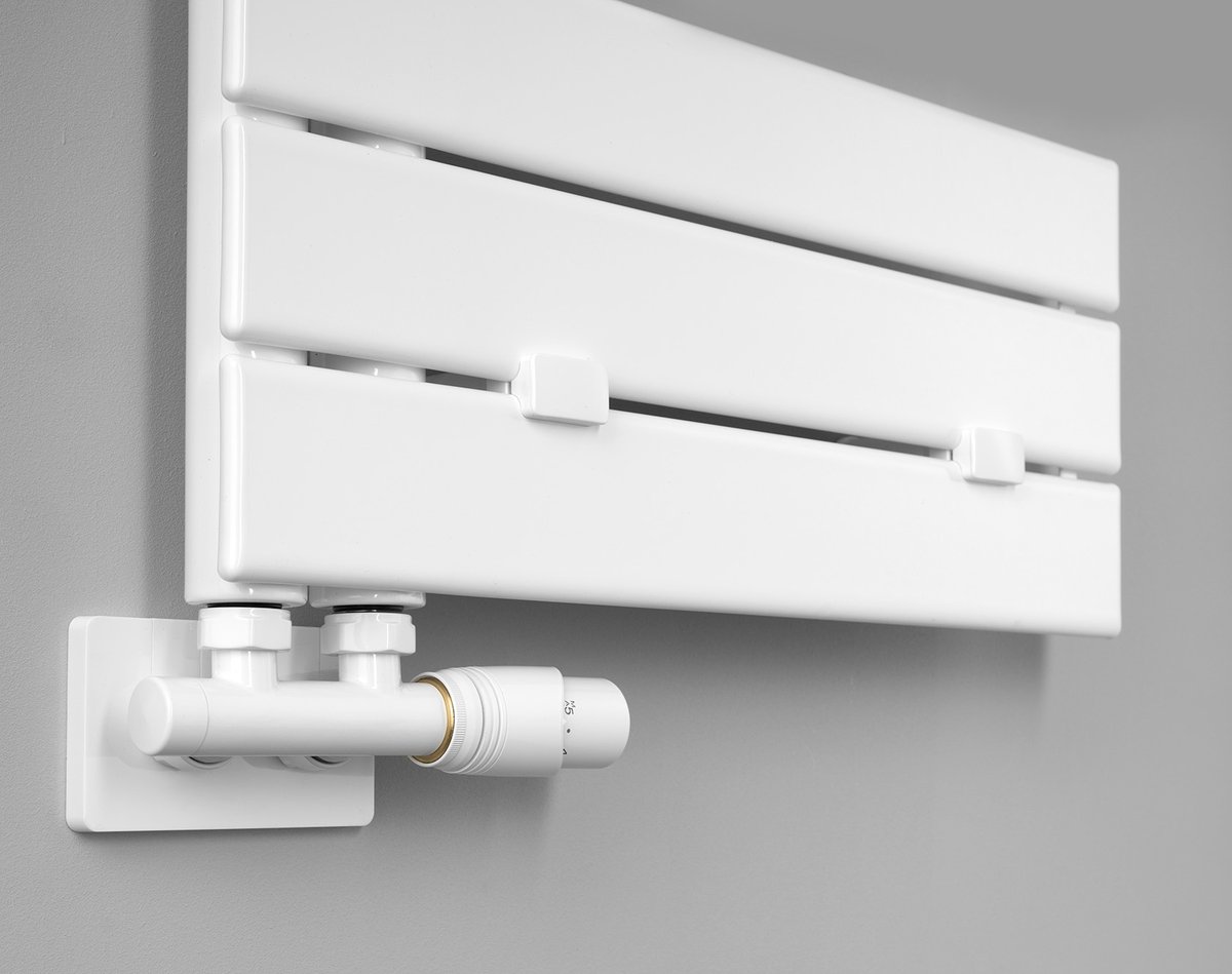 Sapho WICHER připojovací sada termostatická pro středové připojení 50mm, provedení bílá, připojená k topnému žebříku