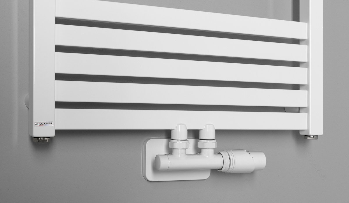 Sapho WICHER připojovací sada termostatická pro středové připojení 50mm, provedení bílá, připojená k topnému žebříku