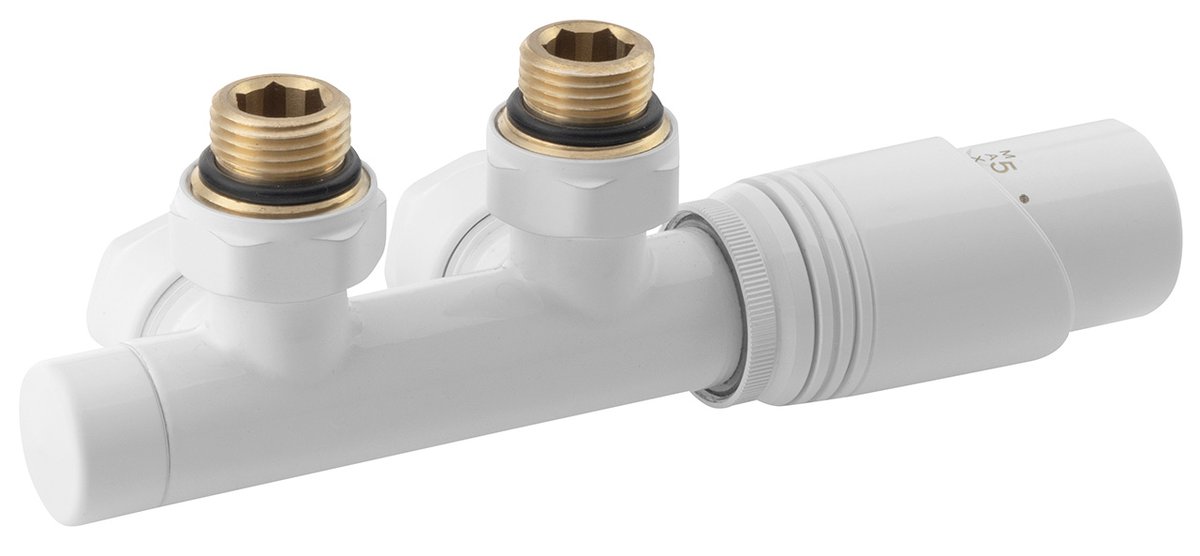 Sapho WICHER připojovací sada termostatická pro středové připojení 50mm, provedení bílá, celkový pohled