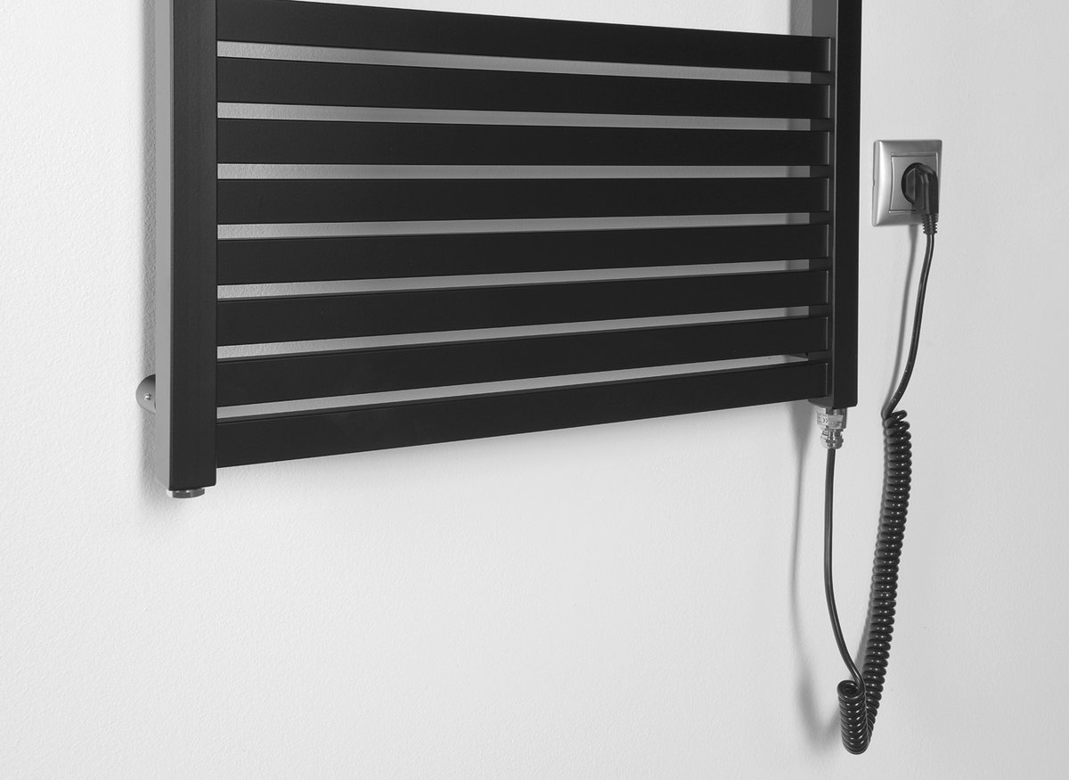 Aqualine TONDI-E elektrické otopné těleso rovné 450x1690 mm, 600 W, černá mat, další fotografie výrobce