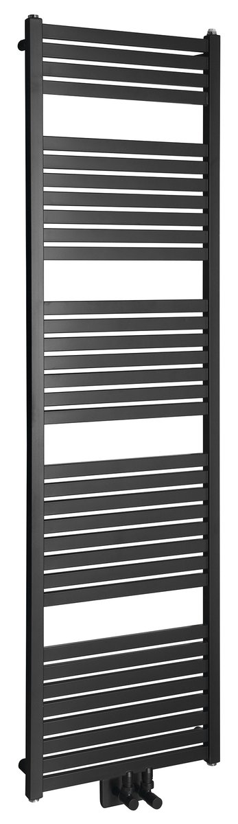 Aqualine TONDI otopné těleso rovné 450x1690 mm, středové připojení, černá mat, celkový pohled