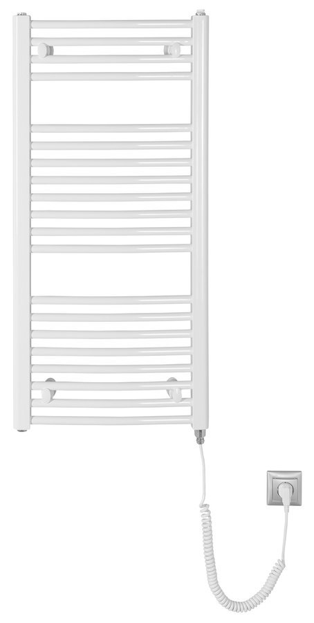 Aqualine ORBIT-E elektrické otopné těleso oblé 450x960 mm, 300 W, bílá, celkový pohled