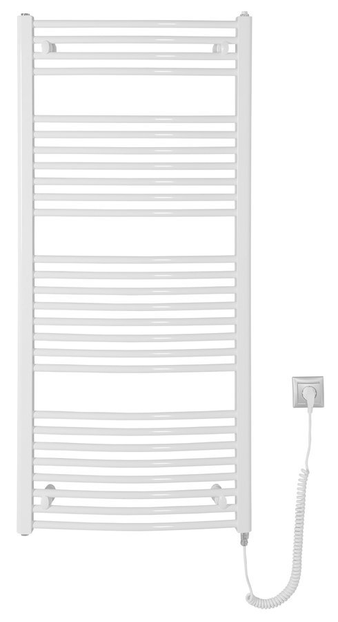 Aqualine ORBIT-E elektrické otopné těleso oblé 600x1320 mm, 600 W, bílá, celkový pohled