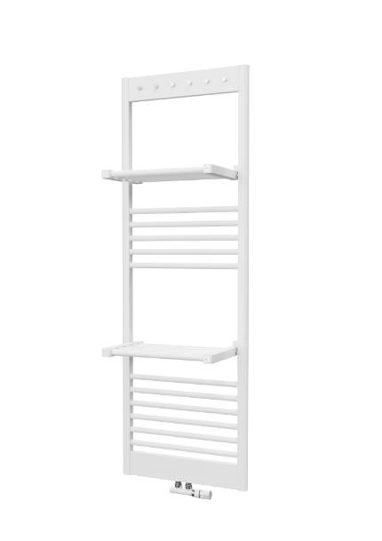 Isan Rytmo s háčky kombinovaný topný žebřík 775x600 mm, Středové připojení, 345 W, DRTH07750600, celkový pohled