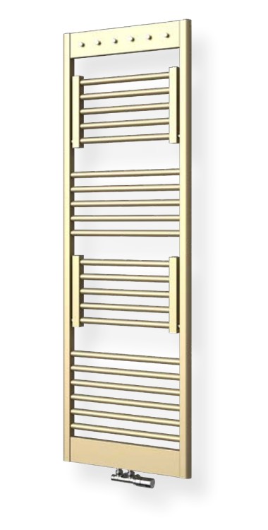 Isan Rytmo s háčky kombinovaný topný žebřík 1775x600 mm, středové připojení, 778 W, DRTM17750600SM01, celkový pohled