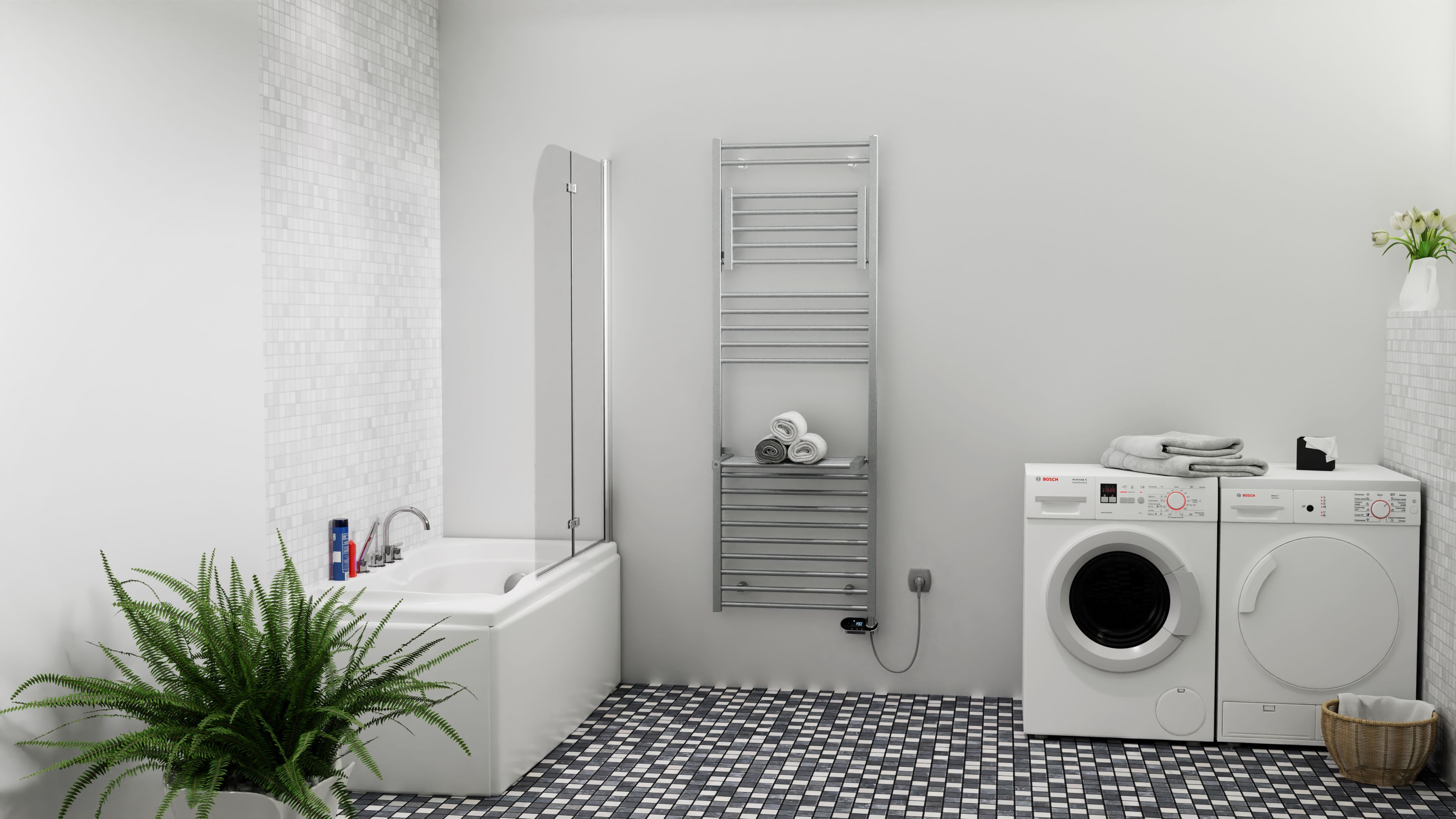 Isan Flexi koupelnový radiátor 1555x600 mm, 683 W, DFLE15550600, další fotografie výrobce