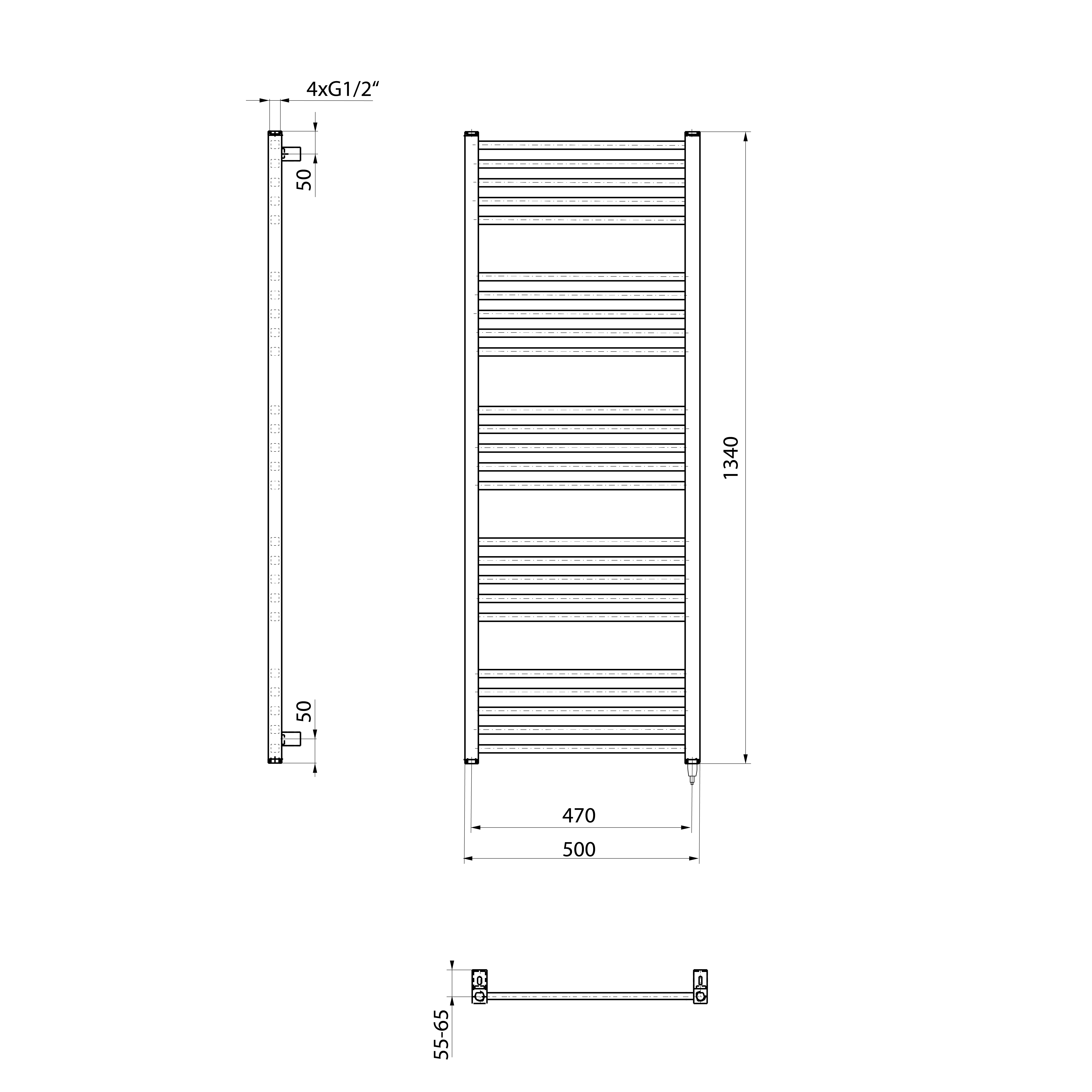 Sapho METRO-E elektrické otopné těleso rovné 500x1340mm, 500 W, bílá, další fotografie výrobce