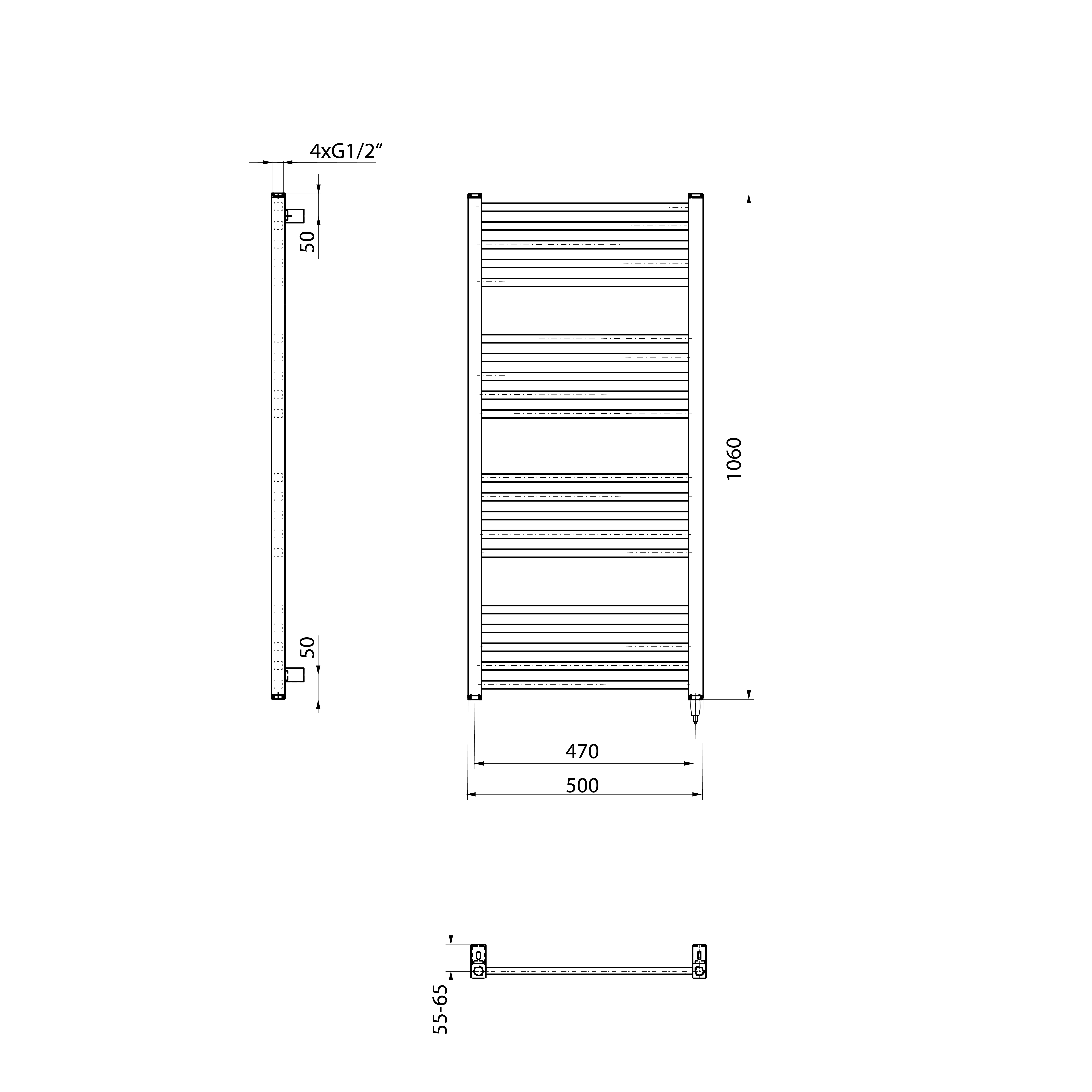 Sapho METRO-E elektrické otopné těleso rovné 500x1060mm, 400 W, černá mat, další fotografie výrobce