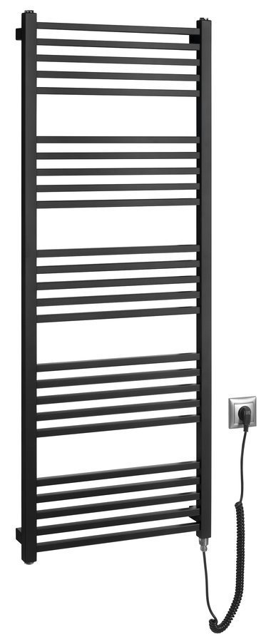 Sapho METRO-E elektrické otopné těleso rovné 500x1340mm, 500 W, černá mat, celkový pohled
