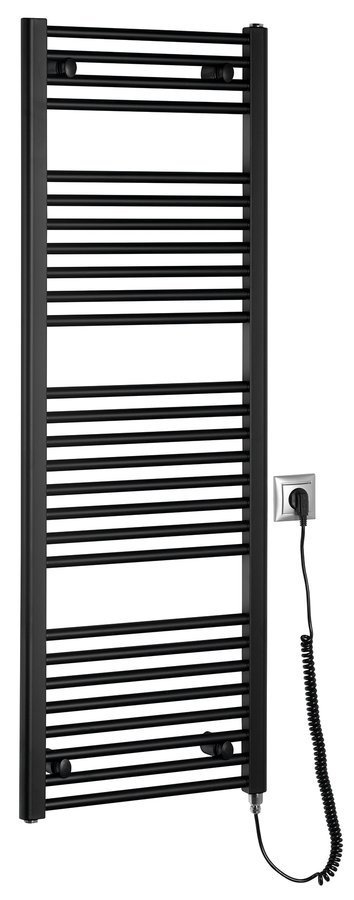 Aqualine DIRECT-E elektrické otopné těleso rovné 450x1320 mm, 400 W, černá, celkový pohled