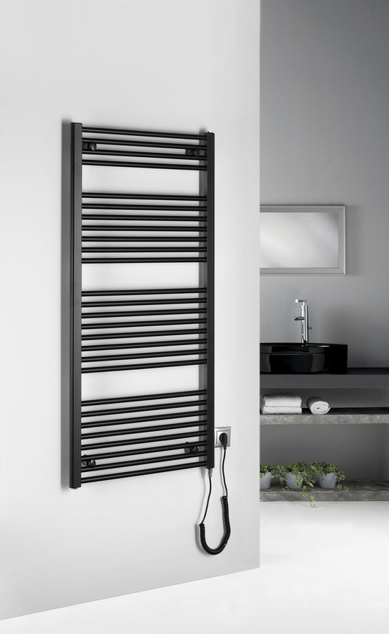 Aqualine DIRECT-E elektrické otopné těleso rovné 600x1320 mm, 600 W, černá, další fotografie výrobce