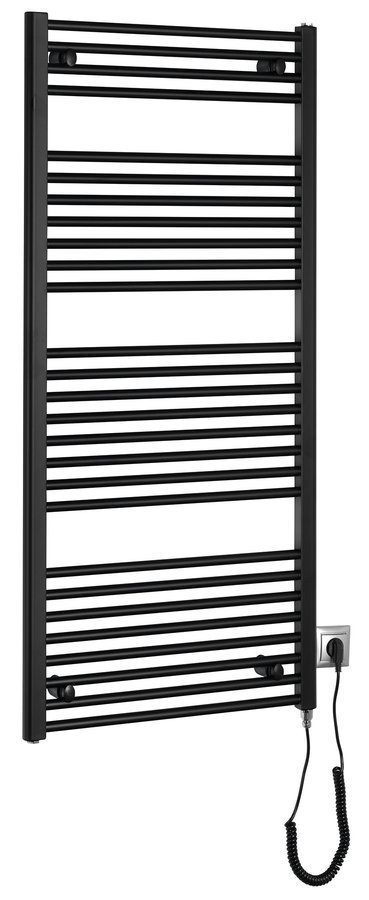 Aqualine DIRECT-E elektrické otopné těleso rovné 600x1320 mm, 600 W, černá, celkový pohled