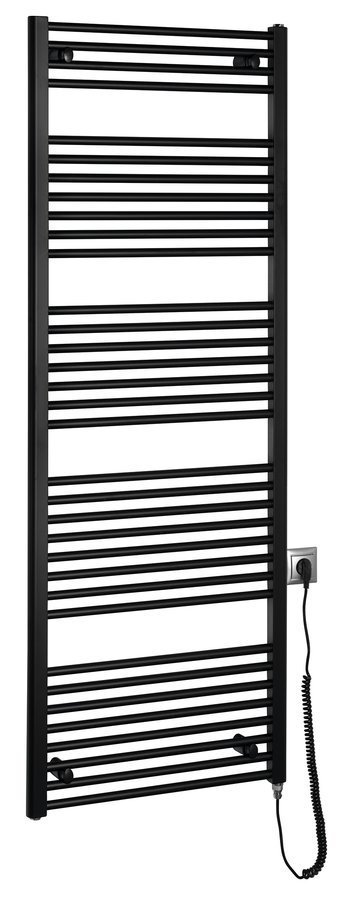 Aqualine DIRECT-E elektrické otopné těleso rovné 600x1680 mm, 800 W, černá, celkový pohled