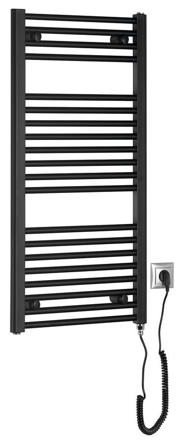 Aqualine DIRECT-E elektrické otopné těleso rovné 450x960 mm, 300 W, černá, celkový pohled