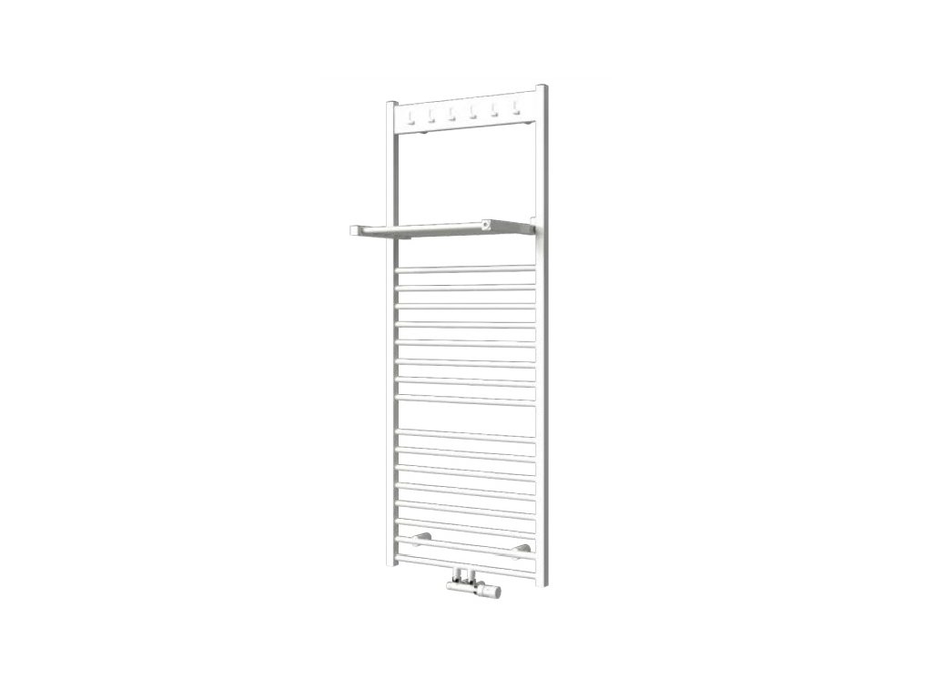 Isan Flexi s háčky koupelnový radiátor 1555x600 mm, 683 W, středové připojení, DFLH15550600, celkový pohled