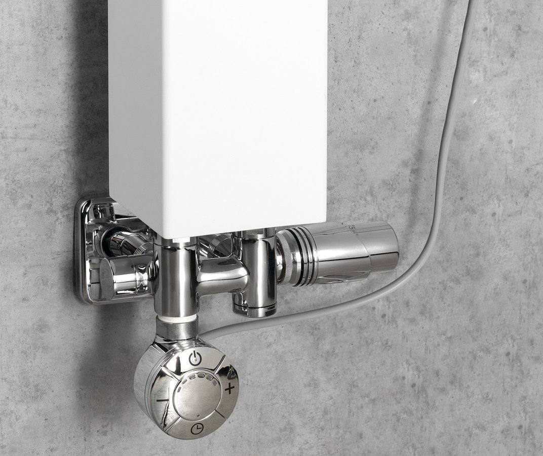 Sapho WICHER COMBI připojovací sada termostatická pro středové připojení 50mm, chrom, připojená k topnému žebříku