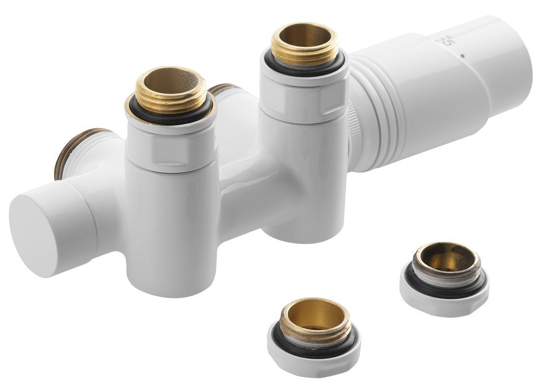 Sapho WICHER COMBI připojovací sada termostatická pro středové připojení 50mm, bílá, celkový pohled