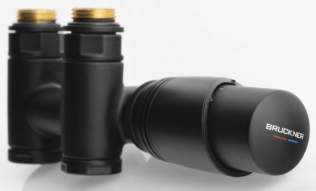 Sapho WICHER COMBI připojovací sada termostatická pro středové připojení 50mm, černá mat, ventily se svěrným šroubením