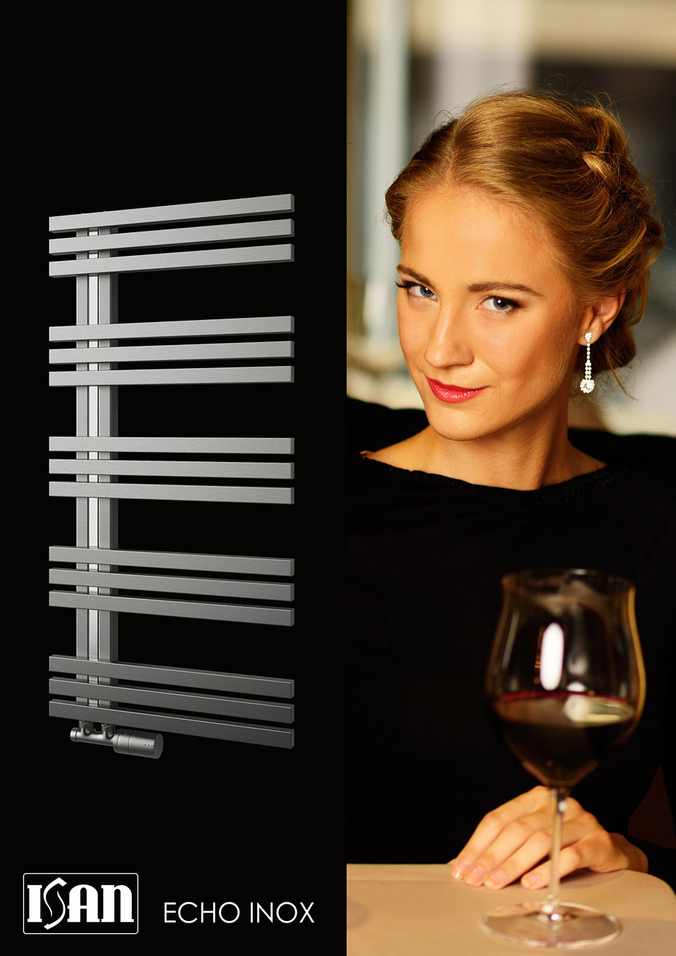 Isan Echo Inox koupelnový radiátor 1220x500 mm, 559 W, barva nerez,, další fotografie výrobce
