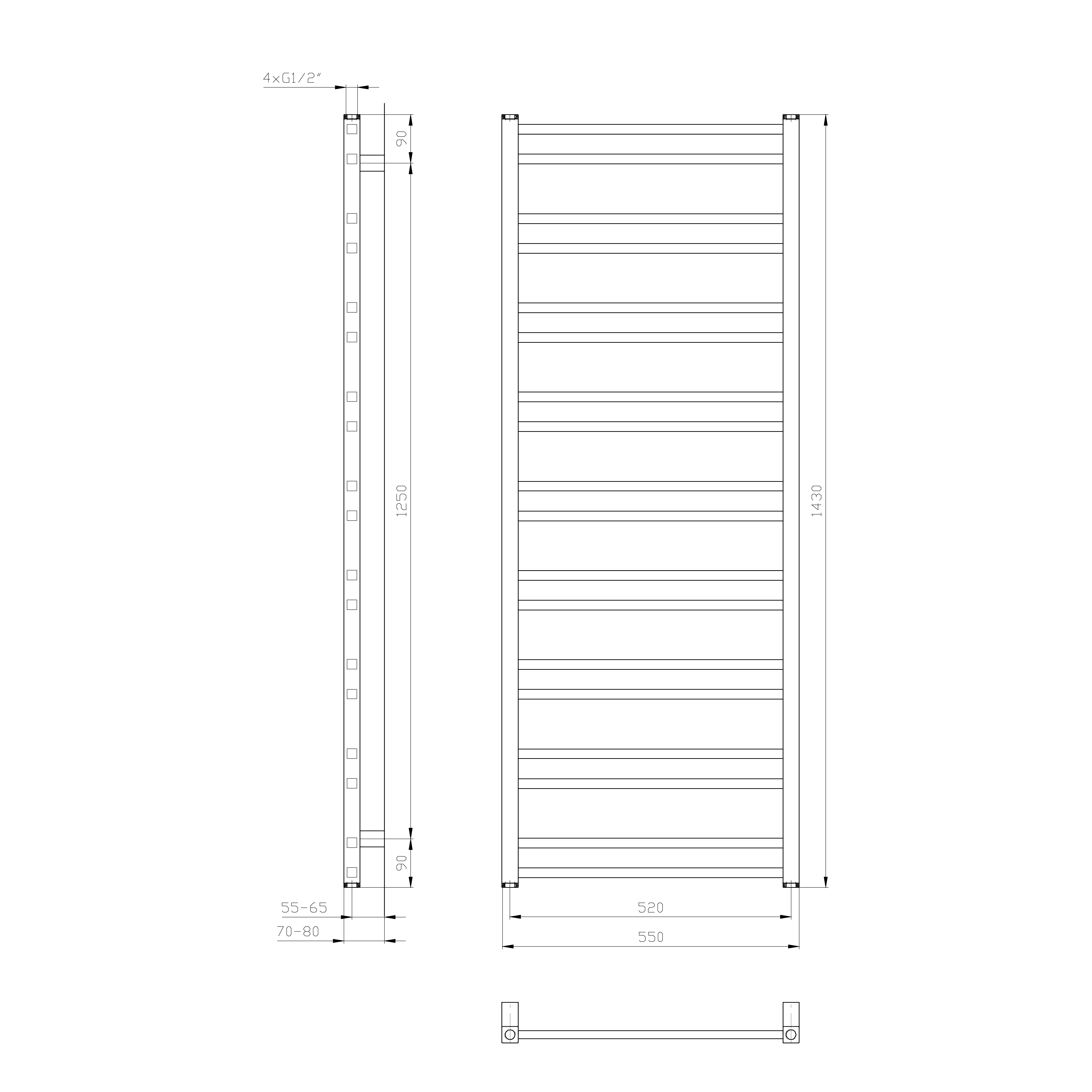 Sapho METRO DOS otopné těleso 550x1430 mm, bílá mat, další fotografie výrobce