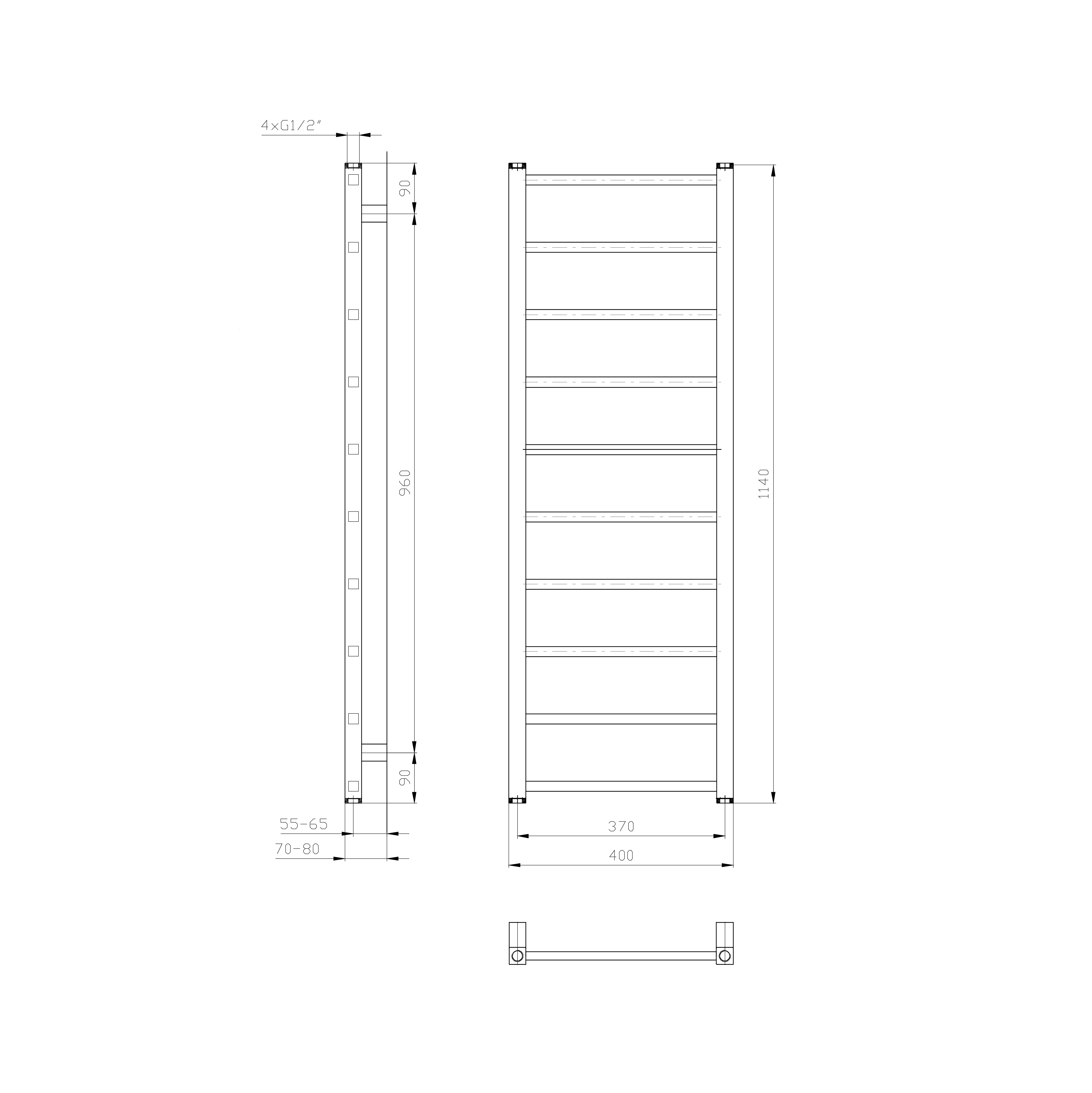 Sapho METRO LIGHT otopné těleso 400x1140 mm, bílá, další fotografie výrobce