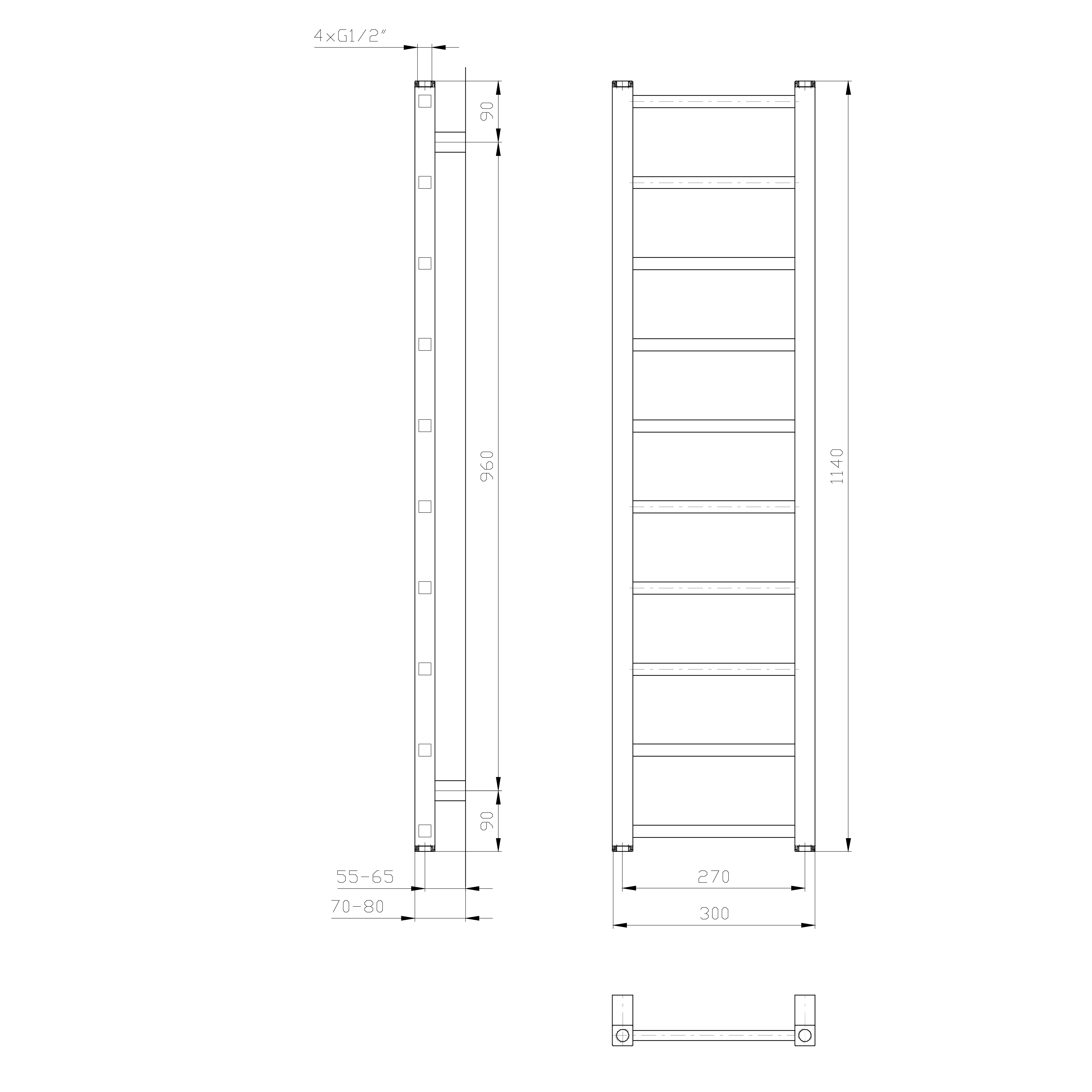 Sapho METRO LIGHT otopné těleso 300x1140 mm, bílá, další fotografie výrobce